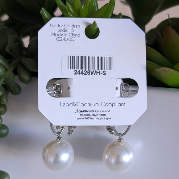Crystal & Pearl, Silver Jacket Earrings - Picture 4 of 4